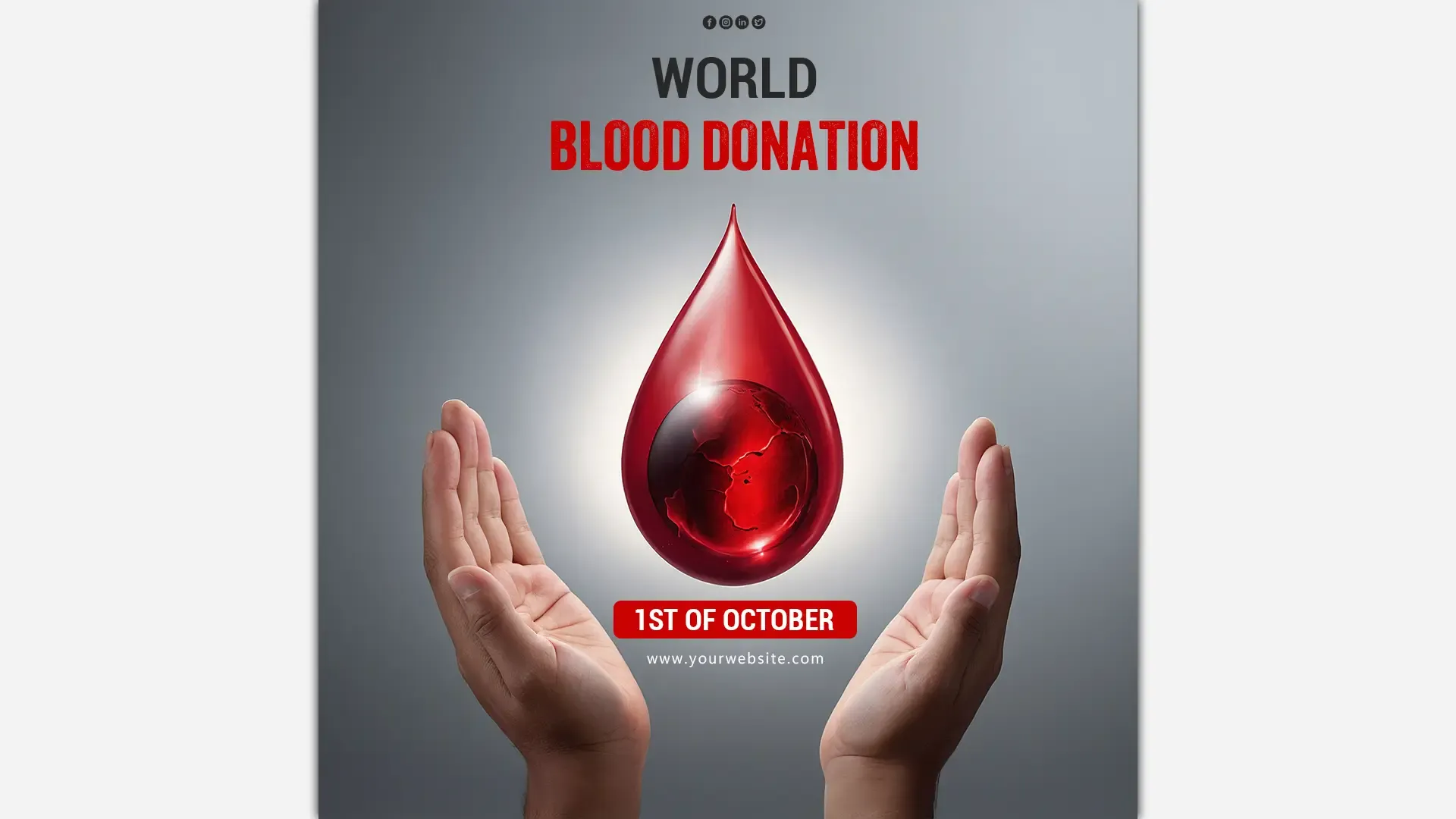 Powerful Global Blood Donation Day Post with Earth Inside a Blood Drop